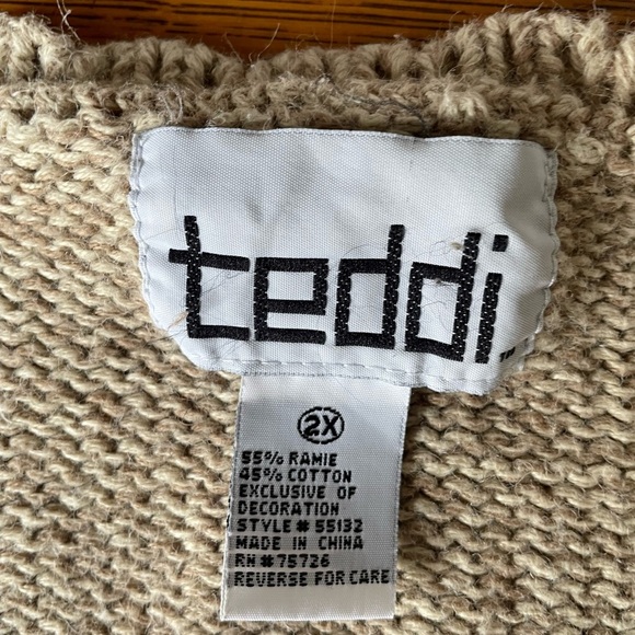 Vintage Teddi Woven Vest Button Down Fall Embroidered Patchwork Brown Green 2X - Picture 3 of 16